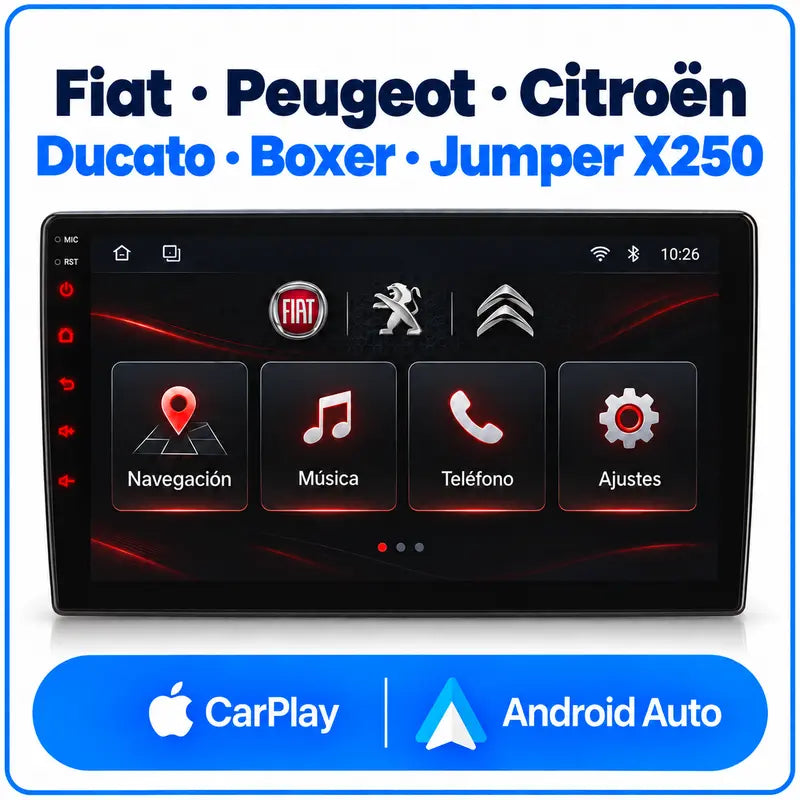 Fiat Ducato Peugeot Boxer Citroën Jumper X250 pantalla CarPlay Android Auto