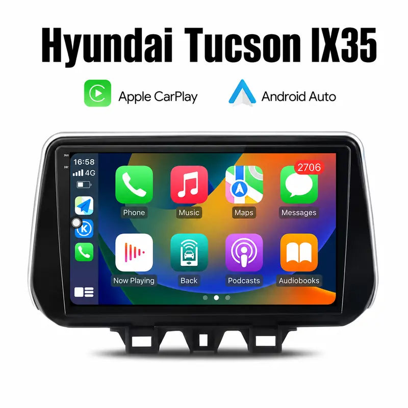 Radio pantalla CarPlay y Android Auto para Hyundai Tucson TL, IX35 y Kona (2010-2022)