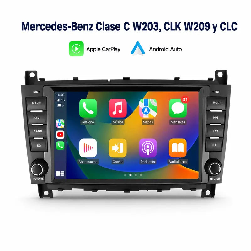 Mercedes-Benz Clase C W203 CLC - Radio Pantalla Carplay y Android Auto
