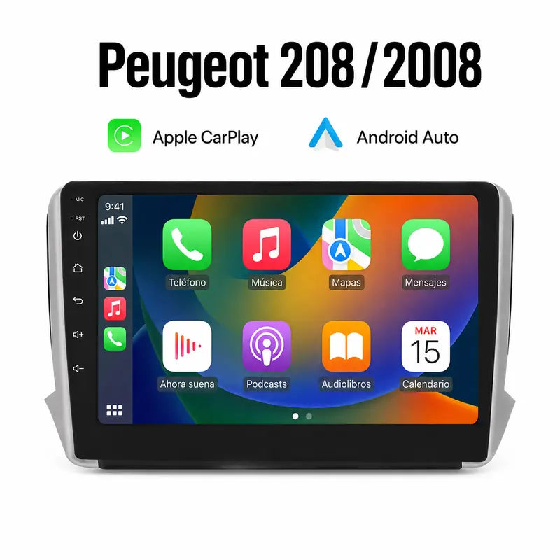 Radio pantalla CarPlay y Android Auto para Peugeot 208 2008