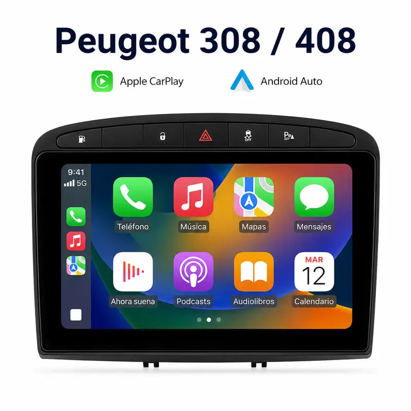 Radio pantalla CarPlay y Android Auto para Peugeot 308 408 2012-2020