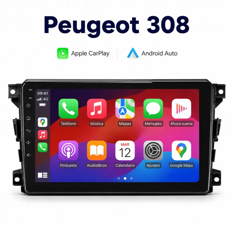 Radio pantalla CarPlay y Android Auto para Peugeot 308 2013-2017