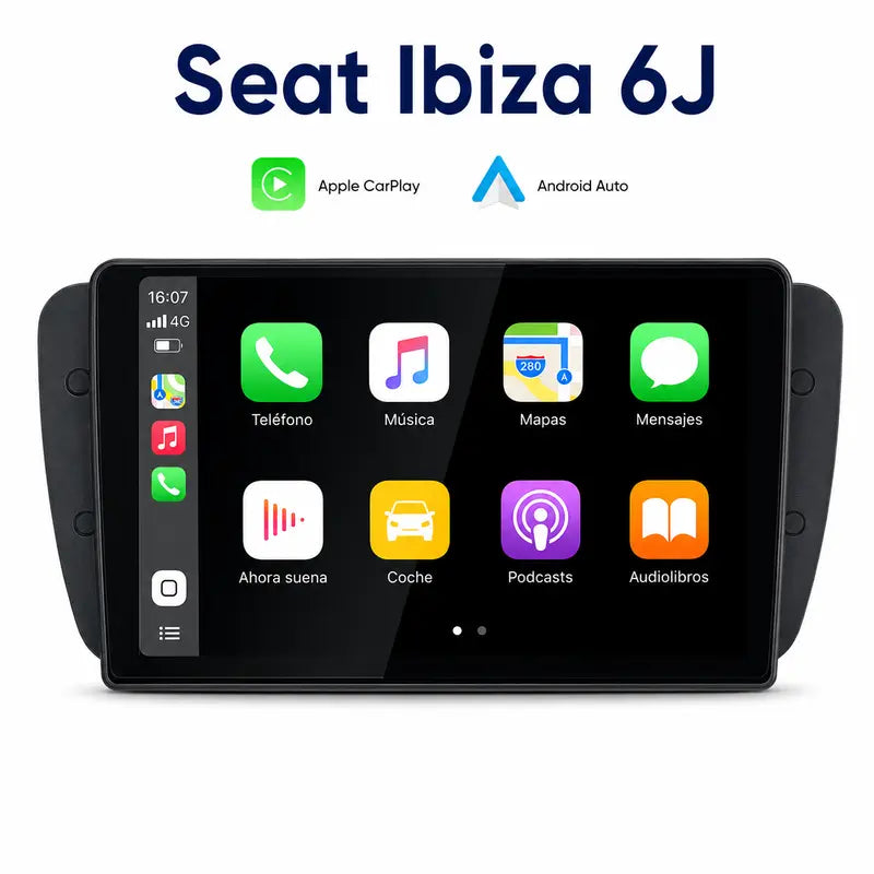 Radio pantalla CarPlay y Android Auto para Seat Ibiza 6J 2009