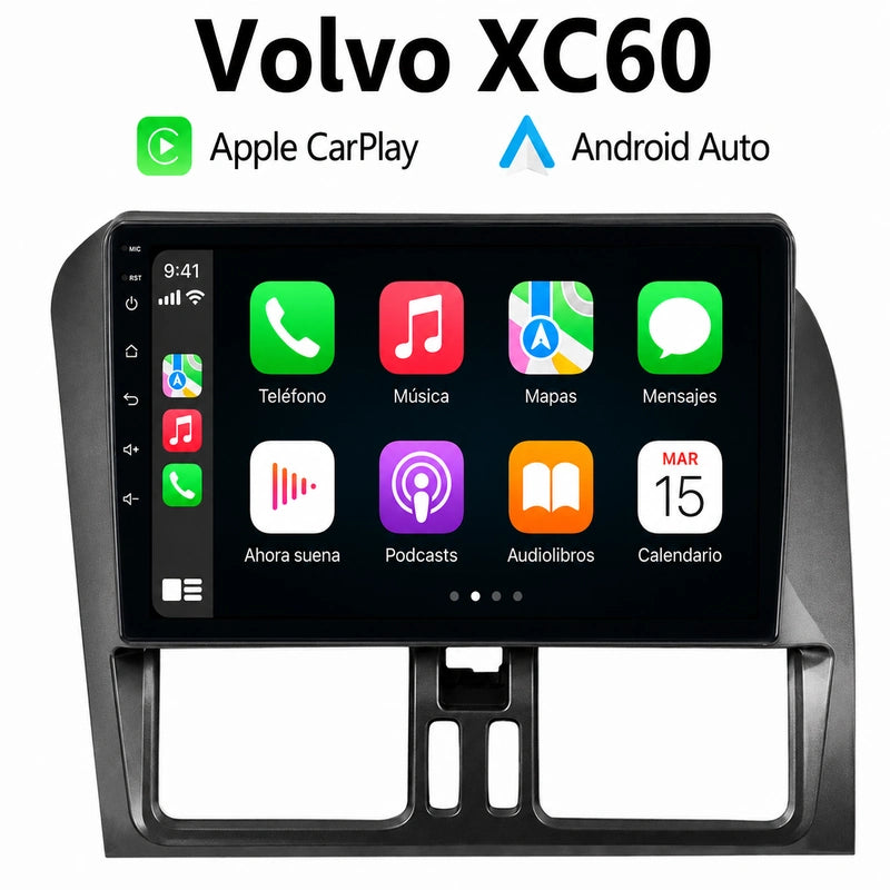 Radio pantalla CarPlay y Android Auto para Volvo XC60 2008 a 2017