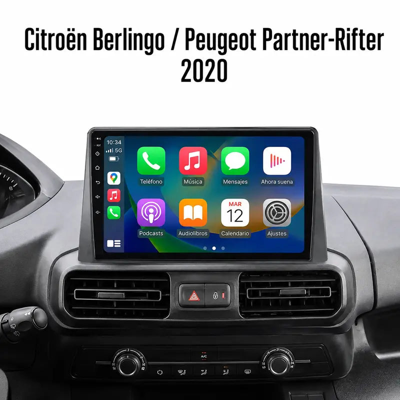 Radio pantalla CarPlay y Android Auto para Citroen Berlingo Peugeot Partner Rifter 2020