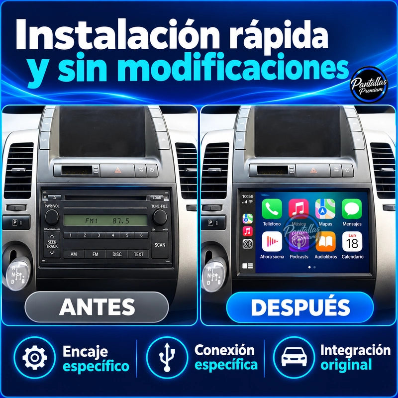 TOYOTA PRIUS 20 — 02-antes-despues — Pantallas Premium V6.1