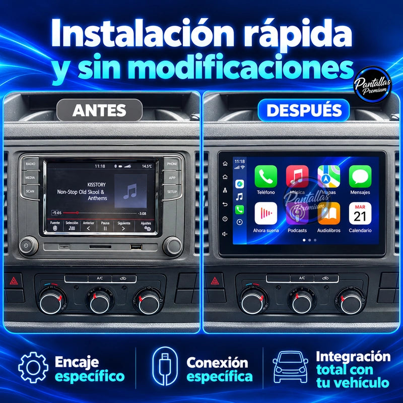 VOLKSWAGEN CARAVELLE T6 — 02-antes-despues — Pantallas Premium V6.1