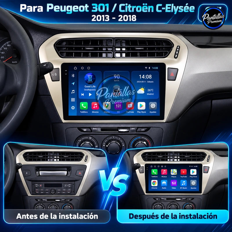 Peugeot Citroen Elysee 301 - Radio Pantalla Carplay y Android Auto