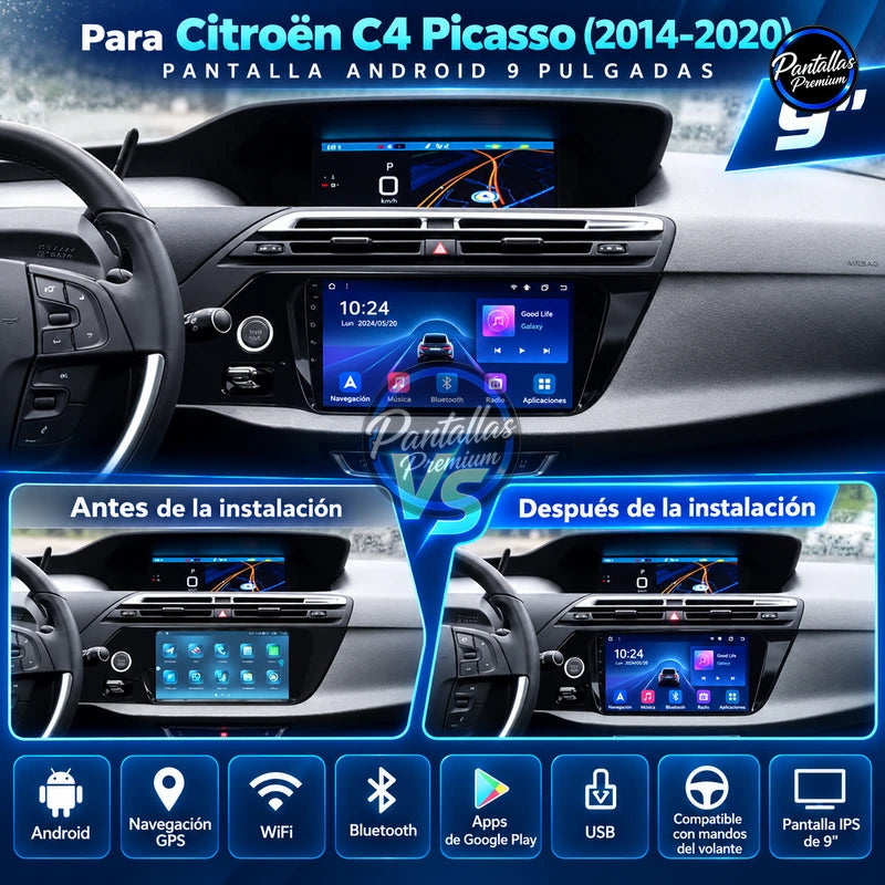 Citroen C4 PICASSO 2014 - 2020 - Radio Pantalla Carplay y Android Auto