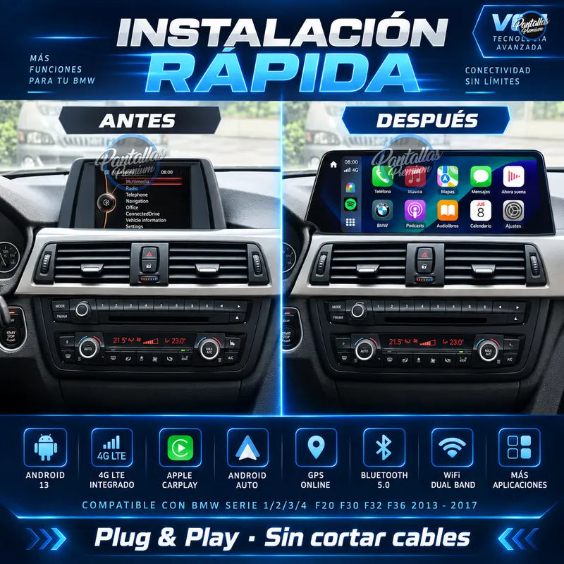 Radio pantalla CarPlay y Android Auto para BMW Serie 1 2 3 4 F20 F30 F32 F36 NBT EVO 4G 2013-2017 - foto 2