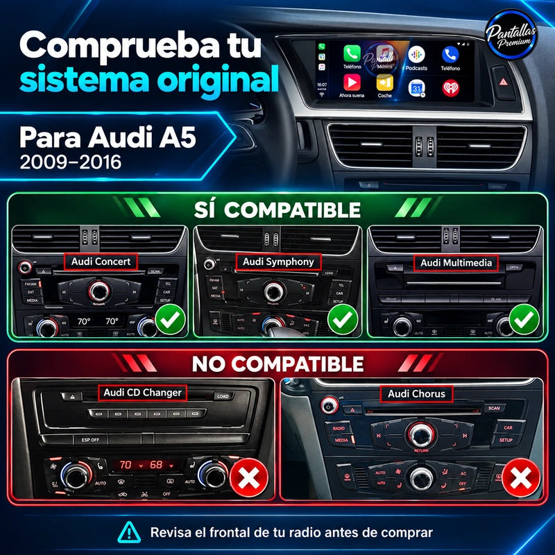 Audi A5 2009-2016 - Radio Pantalla Carplay y Android Auto