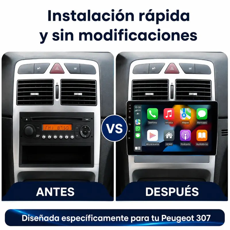 Radio pantalla CarPlay y Android Auto para Peugeot 307 2002-2013 - foto 2