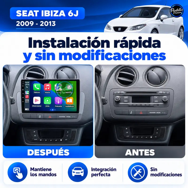 Seat Ibiza 6J 2008-2014 - Radio Pantalla Carplay y Android Auto