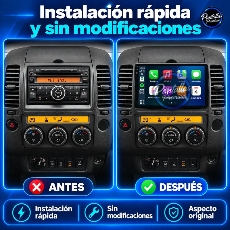 Nissan Navara D40 instalación antes y después