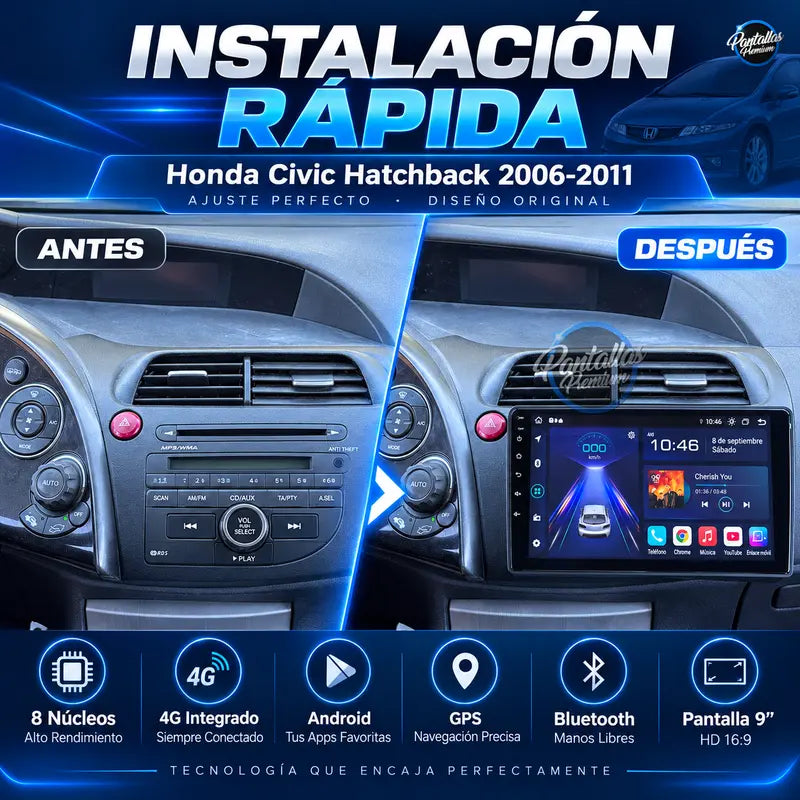 Instalación rápida antes y después Honda Civic Hatchback