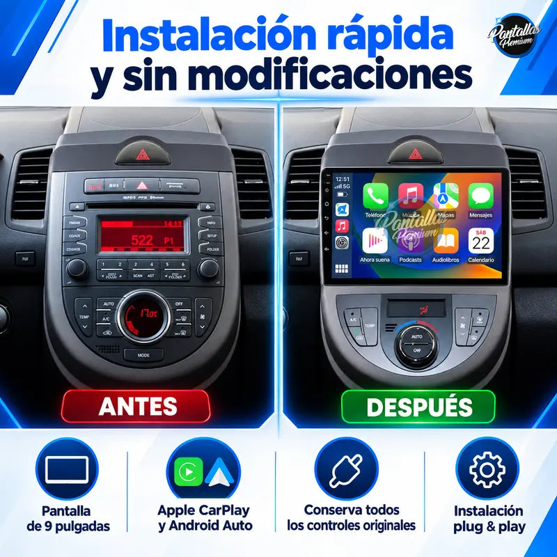 Kia Soul Mk1 AM - instalación rápida antes y después