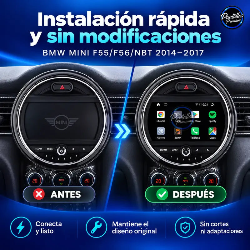 BMW MINI F54 F55 F56 F57 F58 F60 NBT EVO 2014-2020 - Radio Pantalla Carplay y Android Auto