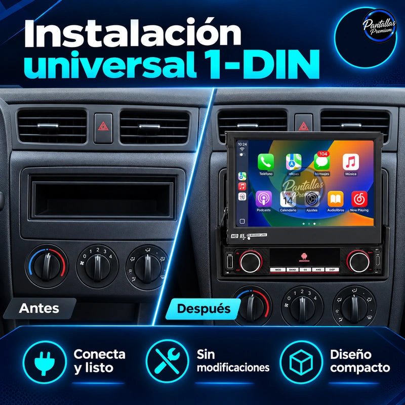 Radio Pantalla Carplay + Android Auto 1 DIN