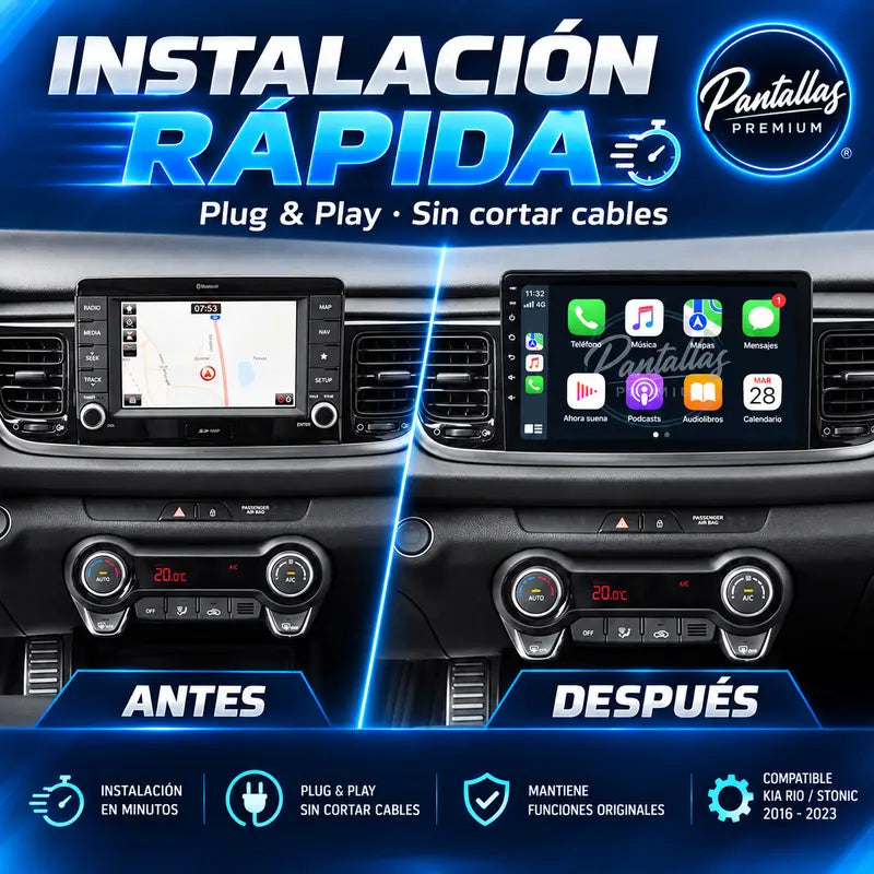 02 Kia Rio Stonic instalación rápida antes y después