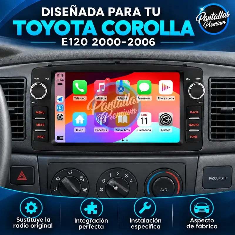 Radio pantalla Android instalada en Toyota Corolla E120
