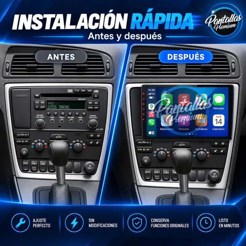 Volvo S60 V70 XC70 instalación rápida antes y después