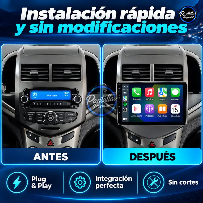Chevrolet AVEO Sonic 2011-2015 - Radio Pantalla Carplay y Android Auto