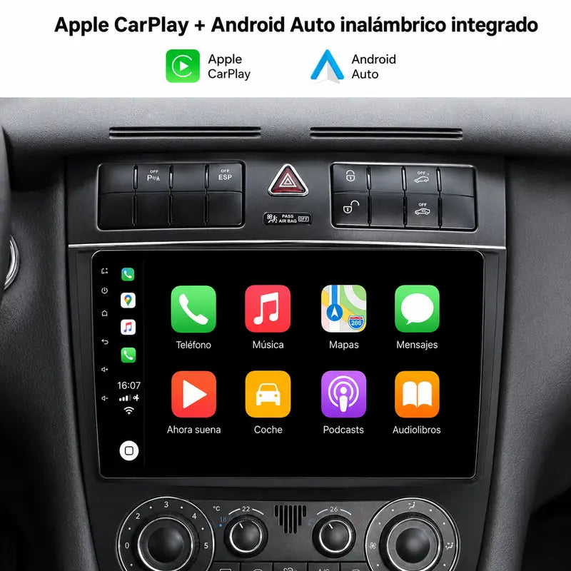 Radio pantalla CarPlay y Android Auto para Mercedes-Benz Clase C - foto 2