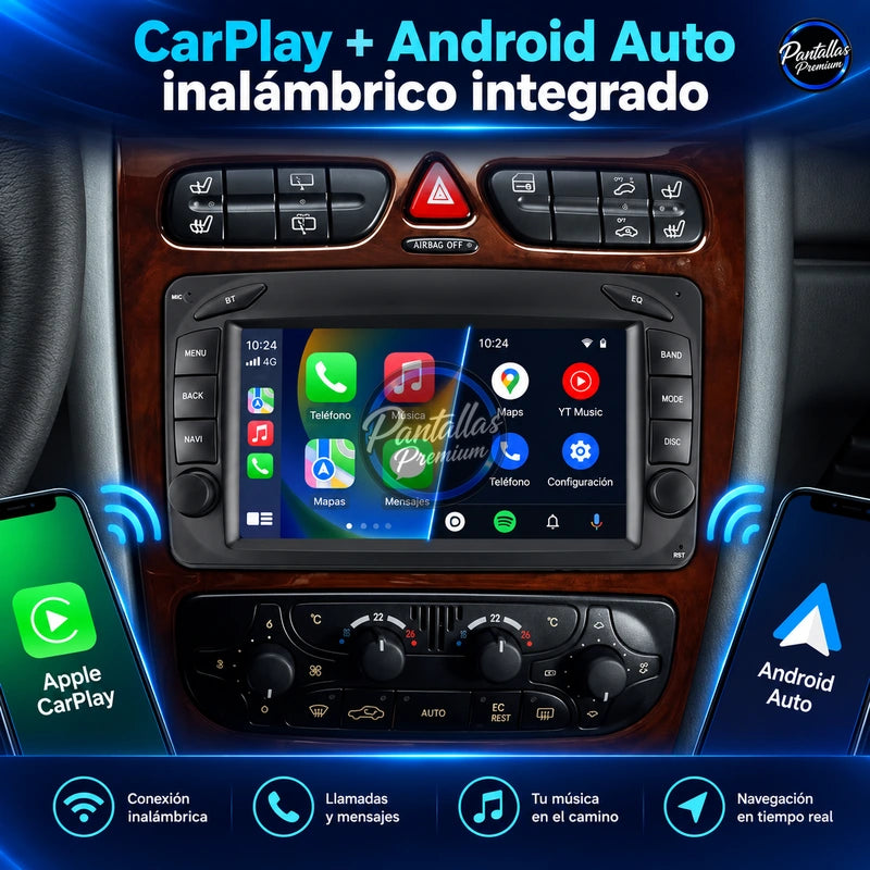 Mercedes-Benz W203 W209 - Radio Pantalla Carplay y Android Auto