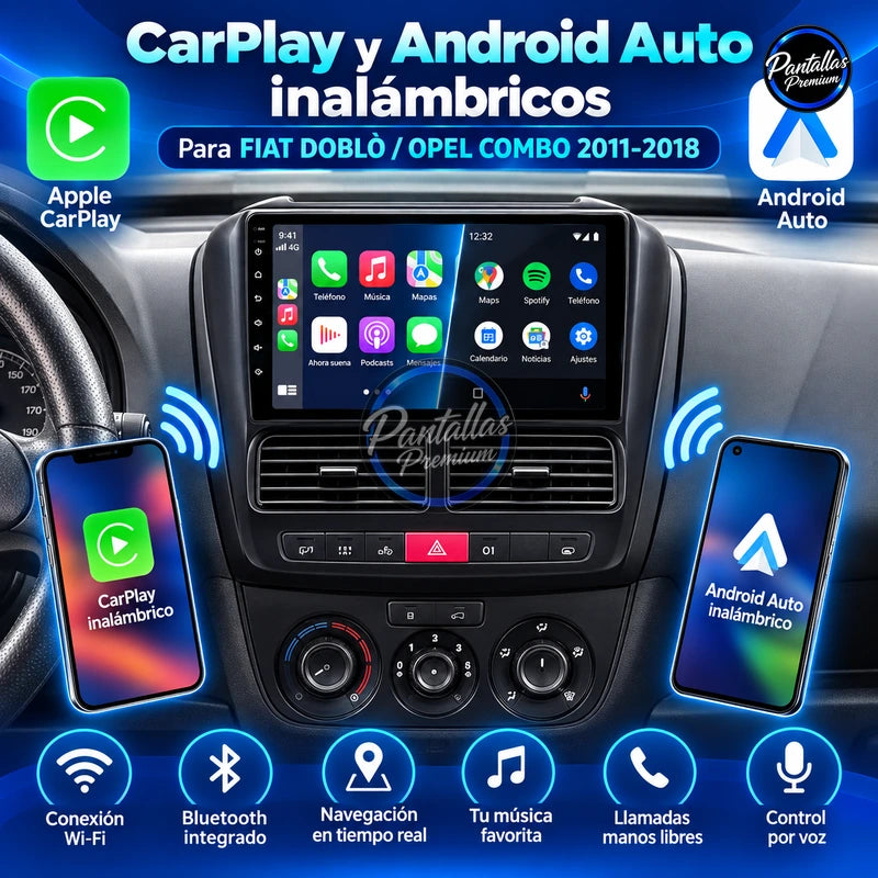 FIAT DOBLO - OPEL COMBO TOUR 2010-2015 - Radio Pantalla Carplay y Android Auto