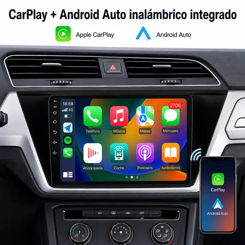 Radio pantalla CarPlay y Android Auto para Volkswagen Touran 2016-2022 - foto 3