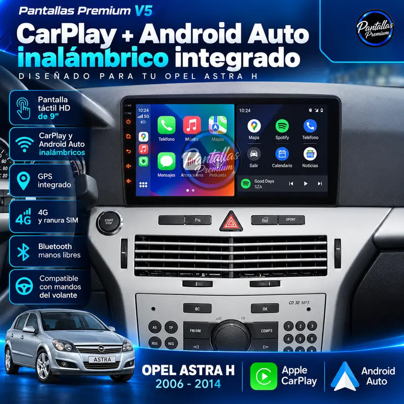 Opel Astra H 2006-2014 - Radio Pantalla Carplay y Android Auto
