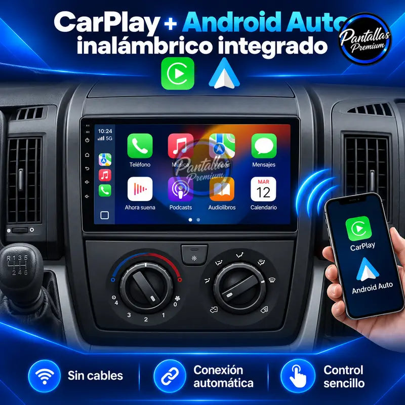 Fiat Ducato Peugeot Boxer Citroën Jumper X250 CarPlay y Android Auto inalámbrico