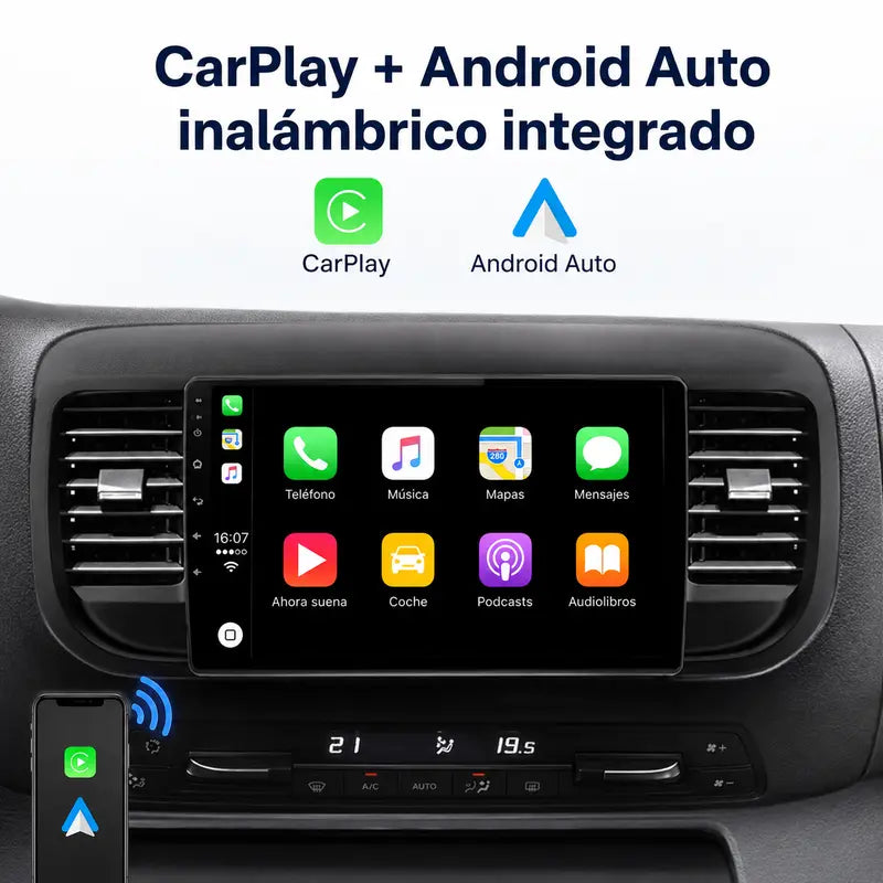 Radio pantalla CarPlay y Android Auto para Citroen Jumpy 3 Space Tourer Peugeot Expert Toyota Proace - foto 3