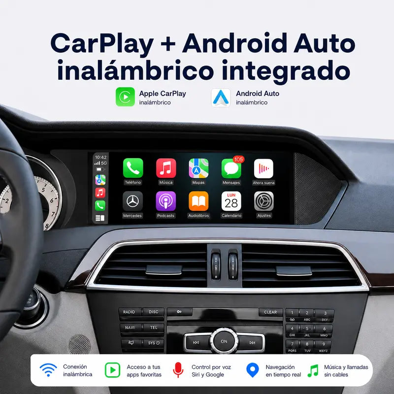 Radio pantalla CarPlay y Android Auto para Mercedes-Benz Clase C W204 S204 2007-2015 - foto 5