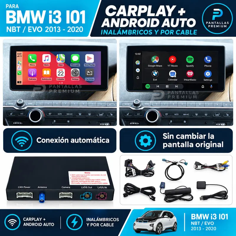 CarPlay y Android Auto BMW i3 I01 inalámbricos y por cable
