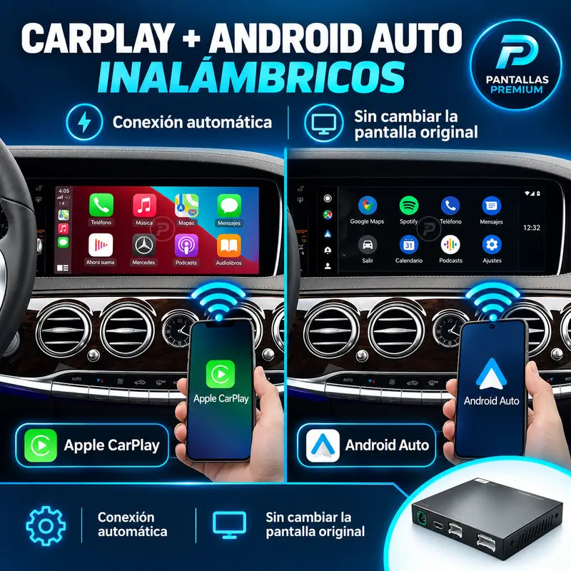 Apple CarPlay y Android Auto inalámbricos en la pantalla original Mercedes W222 W217
