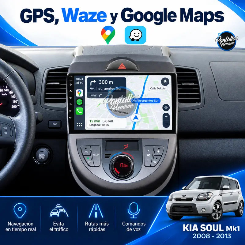 Kia Soul Mk1 AM - GPS Waze y Google Maps