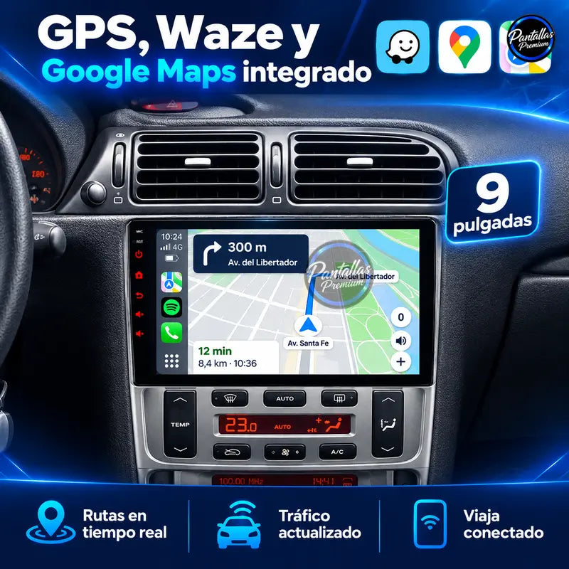 Peugeot 406 navegación GPS Waze Google Maps