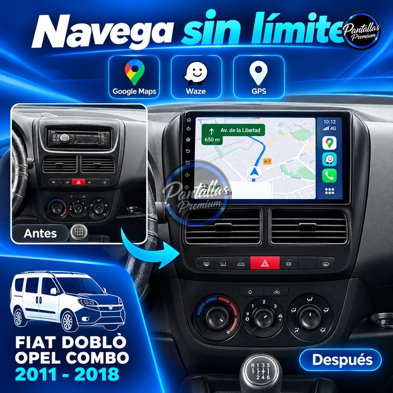 FIAT DOBLO - OPEL COMBO TOUR 2010-2015 - Radio Pantalla Carplay y Android Auto