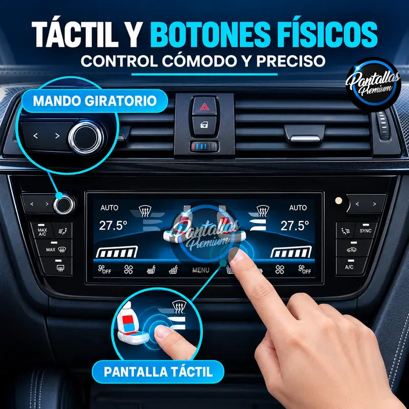 Pantalla táctil y botones físicos del climatizador BMW