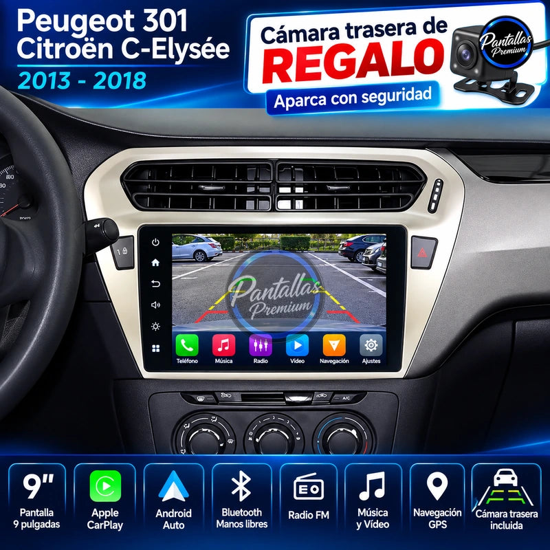 Peugeot Citroen Elysee 301 - Radio Pantalla Carplay y Android Auto