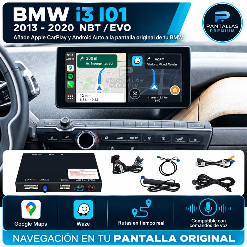 Google Maps y Waze en pantalla original BMW i3 I01