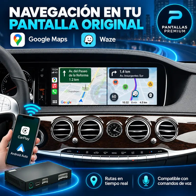 Google Maps y Waze en la pantalla original del Mercedes Clase S W222 W217