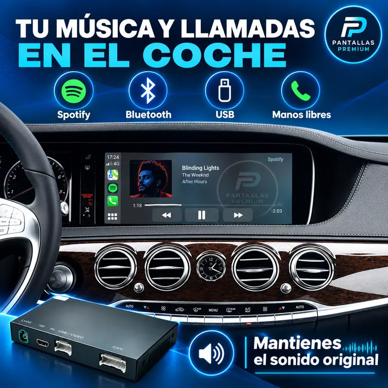 Música Spotify Bluetooth USB y manos libres en Mercedes W222 W217
