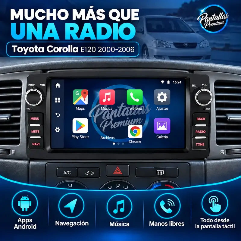 Apps Android en radio pantalla Toyota Corolla E120