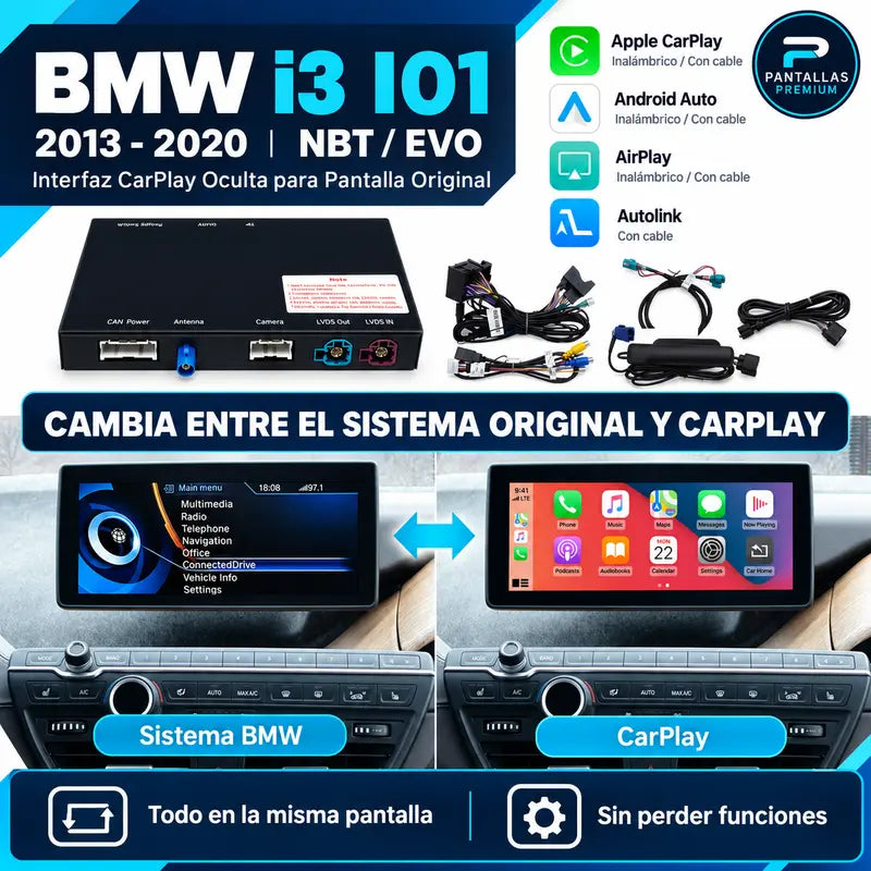 Cambio entre sistema original BMW y CarPlay BMW i3 I01