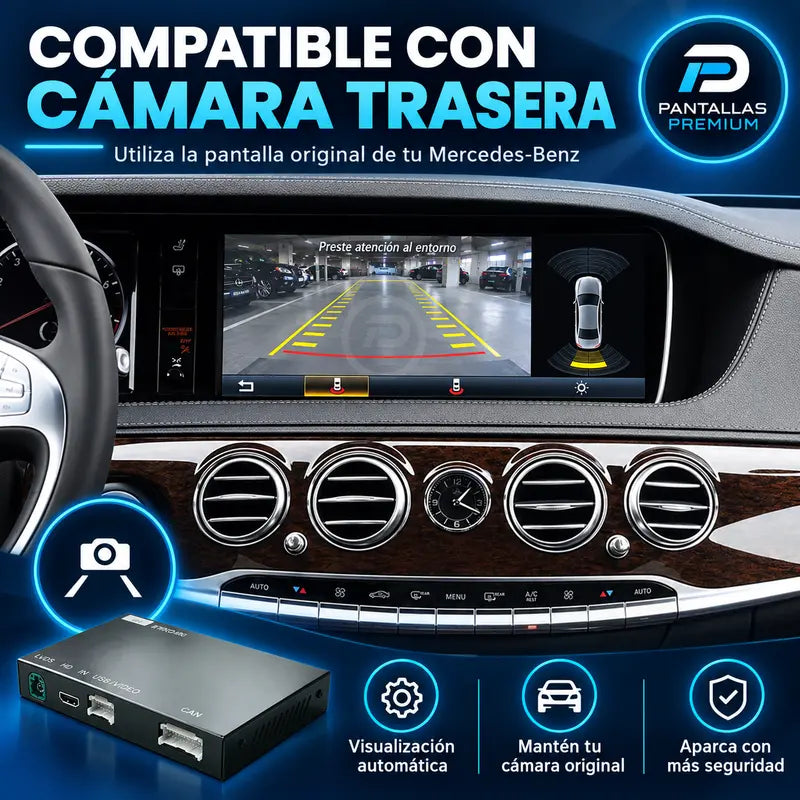 Interfaz CarPlay compatible con cámara trasera original Mercedes W222 W217