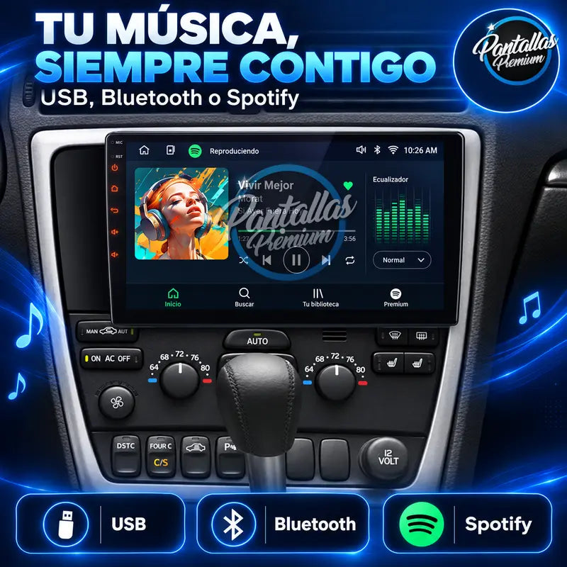 Volvo S60 V70 XC70 música USB Bluetooth Spotify