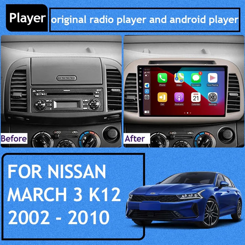 Radio Pantalla Carplay para Nissan March Micra K12 2002-2010 - foto 2