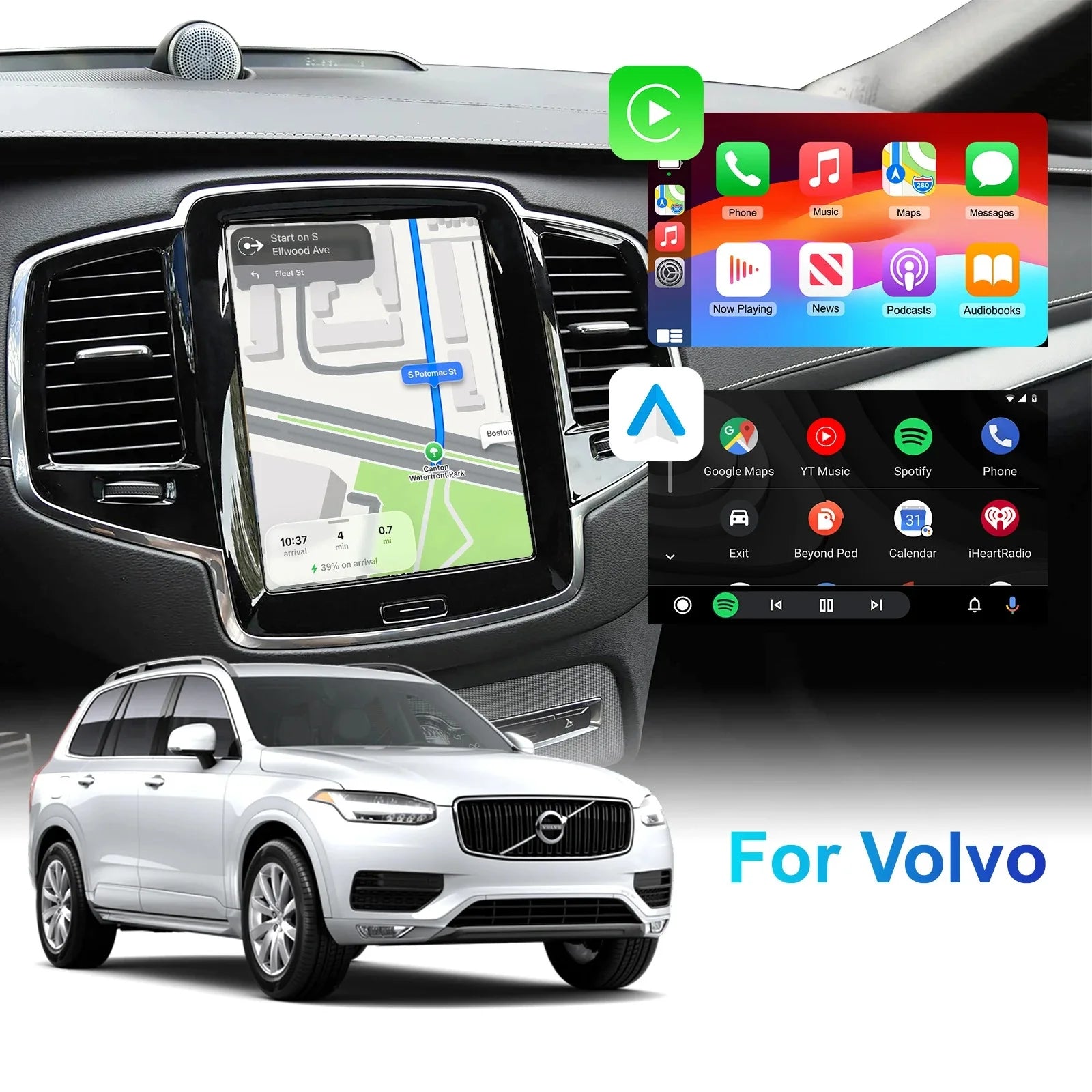 Interfaz CarPlay y Android Auto para Volvo S60 S90 V60 V90 XC40 XC60 XC90